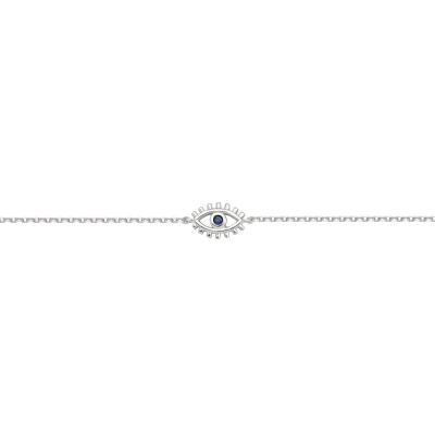Pulseira Olho Grego Em Prata 925 Com Zircônia Azul.