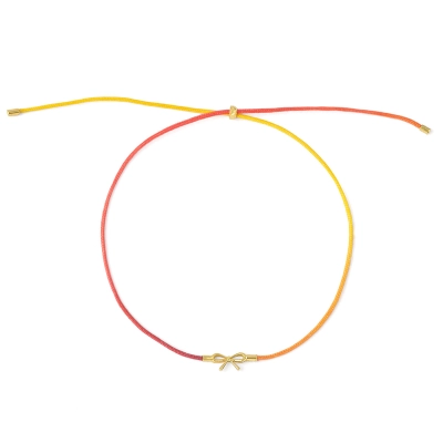 PULSEIRA PEÔNIA FITA COLOR COM LAÇO EM OURO 18K