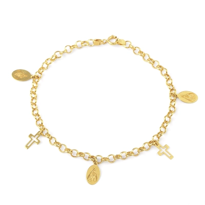 PULSEIRA PRESENÇA SERENA NOSSA SENHORA DAS GRAÇAS EM OURO 18K