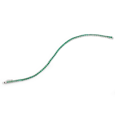 PULSEIRA RIVIERA ESMERALDA OURO BRANCO 18K