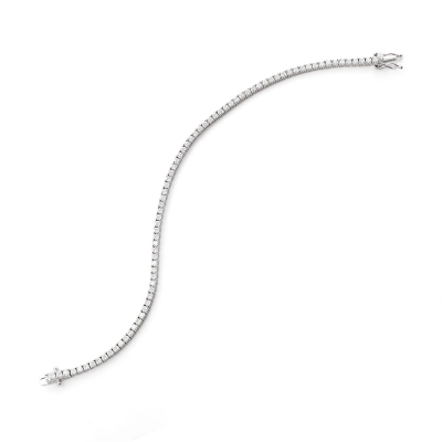 Pulseira Riviera Prata 925 Com Ródio e Moissanite 0,1ct
