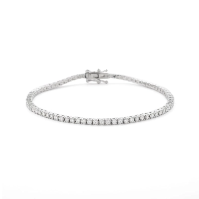 Pulseira Riviera Prata 925 Com Ródio e Moissanite 0,1ct