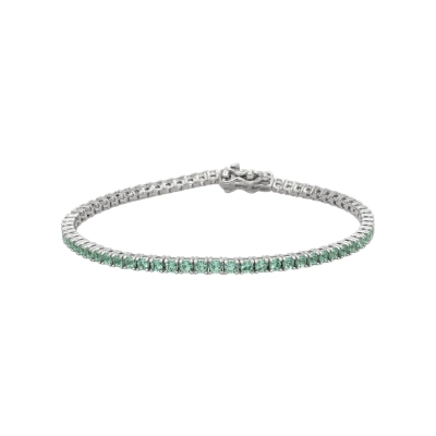 Pulseira Riviera Zircônias Verde Claro Prata 925 17cm
