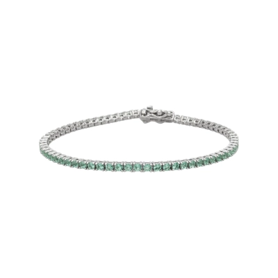 Pulseira Riviera Zircônias Verde Claro Prata 925 18cm