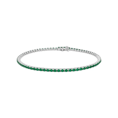 Pulseira Riviera Zircônias Verdes Prata 925 17cm