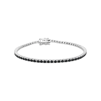 Pulseira Riviera Zircônias Negras Prata 925 18cm
