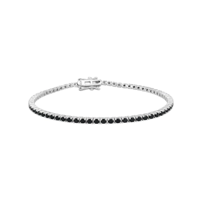 Pulseira Riviera Zircônias Negras Prata 925 19cm