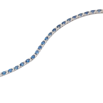 PULSEIRA SAFIRAS E DIAMANTES OURO BRANCO 18K