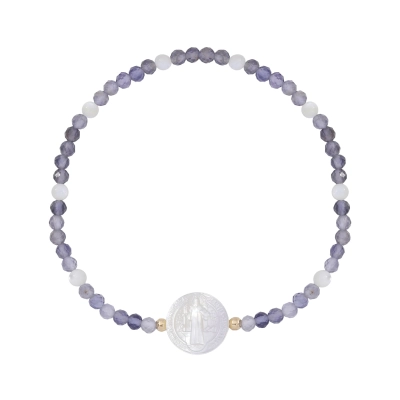 PULSEIRA SÃO BENTO EM MADREPÉROLA COM IOLITA 16CM