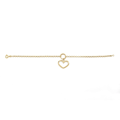 PULSEIRA SONHO CORAÇÃO GRANDE VAZADO EM OURO 18K