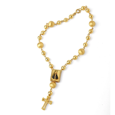 Pulseira Terço Nossa Senhora Aparecida Ouro 18k Com Zircônia