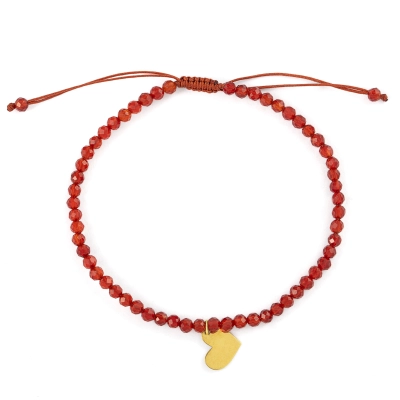 Pulseira Ternura Cornalina Coração Ouro 18k