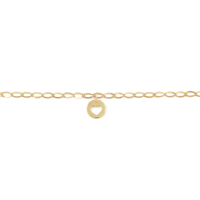 PULSEIRA UNIVERSO AMOR PLACA CORAÇÃO EM OURO 18K