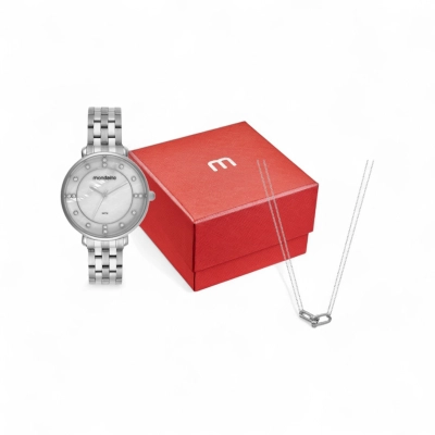 RELÓGIO KIT MONDAINE MADREPÉROLA FEMININO 32834L0MKNE2K1