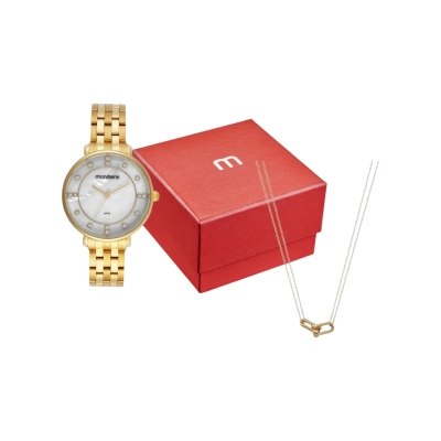 RELÓGIO KIT MONDAINE MADREPÉROLA FEMININO 32834LPMKDE1K1