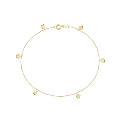 TORNOZELEIRA FLORES EM OURO 18K 24CM