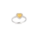 ANEL CORAÇÃO DIAMANTES AMARELOS OURO BRANCO 18K