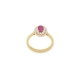 ANEL PEDRA OVAL RUBI E DIAMANTES OURO 18K