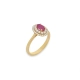 ANEL PEDRA OVAL RUBI E DIAMANTES OURO 18K