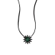 CHOKER DE COURO COM FLOR DE CRISOPRÁSIO E ONIX