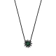 CHOKER DE COURO COM FLOR DE CRISOPRÁSIO E ONIX