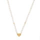 COLAR PÉROLAS COM CORAÇÃO DIAMANTADO EM OURO 18K 42CM