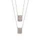 ESCAPULÁRIO PLACA DIAMANTADA PEQUENA EM OURO BRANCO 18K 60CM